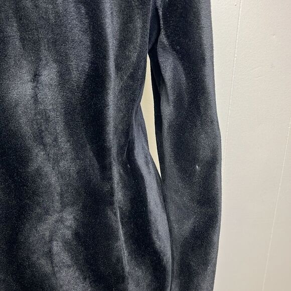 Vintage 80's/90's Y2K Black Velour Button Front Long Sleeve Collared Top Medium - Picture 12 of 14
